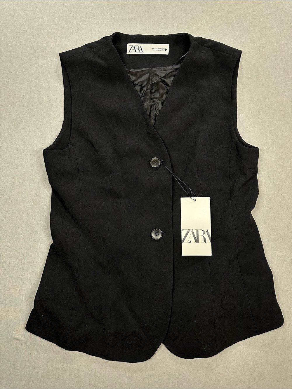 NWT Zara Tailored V-Neck Button-Front Vest - Womens Medium